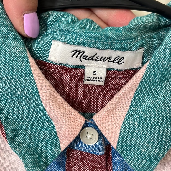 Madewell Central Shirtdress in Flagstaff Stripe Linen Blend Size Small - Picture 10 of 11